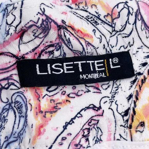 Lisette L Montreal Slim Cropped Pants Coral Reef Jacquard Peach Printed Size 6 - Picture 6 of 10